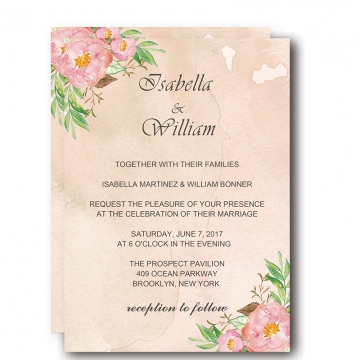 Blush watercolor floralwedding invitations WIP011