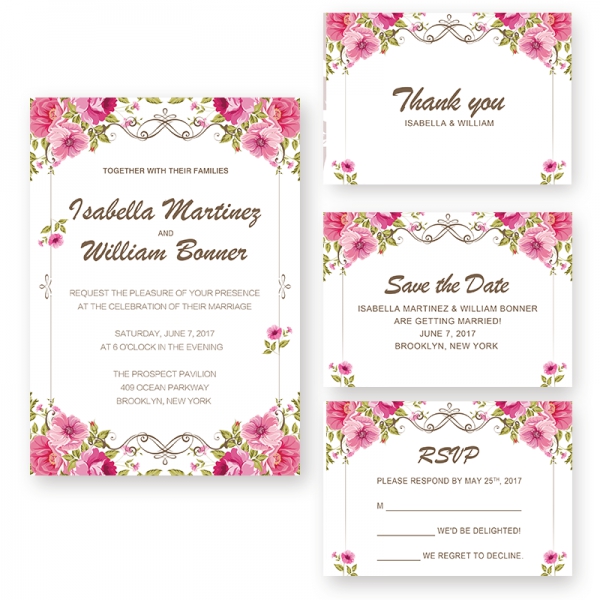 Blush Pink Floral Wedding Invitations Cheap Spring Summer Wedding