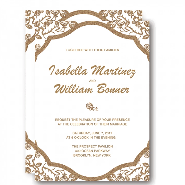 Cheap Elegant Gold Foil Leaves Wedding Invitations Fall Winter