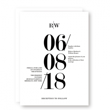 Modern Black and White Bold Wedding Invitations, Minimalist wedding invitations WIP055