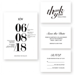 Modern Black and White Bold Wedding Invitation WIP055