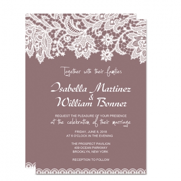 Mauve Lace Wedding Invitations WIP064