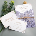Graceful Lilac Floral Laser Cut Wedding Invitation with Twine Band WS005
