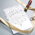 Classic Elegant Ivory Geometric Floral Laser Cut Wedding Invitation WS012