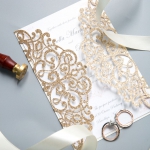 Classic Rose Gold Shimmer Laser Cut Wedding Invitations WS014