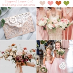 Romantic Blush Pink Floral Laser Cut Wedding Invitationsm, Gold Glitter Spring Wedding Colors, Cheap Wedding Invitations WS016