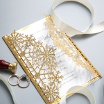 Elegant Gold Shimmer Glittery Laser Cut Wedding Invitations WS017