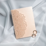 Rustic Rose Gold Blush Pink Glittery Laser Cut Wedding Invitations with Green and Blush Florals WS027