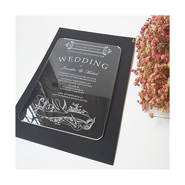 Engraved 5x7 Acrylic Wedding Invitations