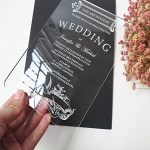 New Simple Rectangle Shape Laser Engraving Letters Clear Acrylic Wedding Invitation Card ACL001