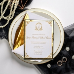 Gold mirror wedding invitations, art deco wedding invitations, luxury, classic, royal wedding invitations, rsvp cards, affordable wedding invitations ws042