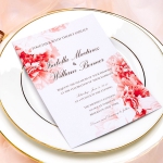Elegant red peony wedding invitations with blush pink ribbon, Rustic weddings, Watercolor invites, Boho invites, Spring summer WS064
