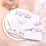 Elegant pink floral wedding invitations with blush ribbon and monogrammed tag, Spring and summer wedding ideas, Rustic weddings, sweet 16th  WS055