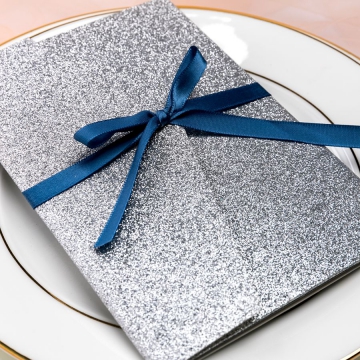 Elegant Silver Glittery Laser Cut Pocket Wedding Invitations WS083