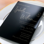 Clear Black Acrylic Wedding Invitation，Gold Foil Transparent Wedding Invitations, Formal Weddings, Fall and Winter WS085
