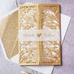 Elegant gold laser cut wedding invitations, vellum belly band, foil, monogram, royal, spring, fall, winter WS114 