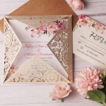 Boho rustic wedding invite, laser cut invite, watercolor invite, spring, fall weddings, country weddings WS123