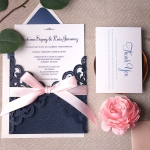 Navy and blush soft elegant laser cut invite, spring weddings, summer weddings, cheap wedding invitations WS132