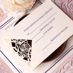 Modern simple blush and navy invite, laser cut wedding invite, elegant and soft, spring and summer, cheap invite WS134