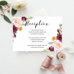 Cheap watercolor wedding invites, burgundy and blush florals, rustic invites, spring, summer WS138