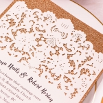 Cheap rose gold laser cut wedding invites, simple and elegant, spring, summer, classic wedding theme WS143