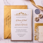 Elegant gray and gold wedding invite, laser cut invite, royal invite, classic, vintage, chanted, spring, fall, winter WS144