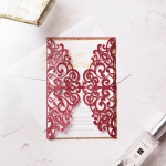 Romantic elegant burgundy and gold invitations, royal wedding invitations, laser cut invitations WS158