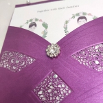 Whimsical purple wedding invite elegant, illustration wedding invite WS181 