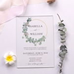 Rustic greenery wreath acrylic wedding invitation, spring, minimalist invite, simple wedding invite WS196