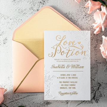 Blush gold foil romantic wedding invitation suite WS212