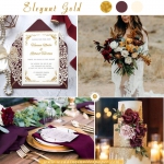 Luxury gold ivory wedding invitation, romantic wedding invitation fall and winter WS213