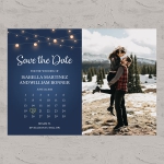 Navy blue string lights wedding save the date with photos, save the date magnets with pictures STD015 
