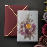 Bohemian floral vellum wedding invite, unique irregular acrylic wedding invitations, gold, plum and mauve, fall and winter wedding WS246