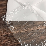 Minimalist elegant and rustic acrylic wedding invitations with leafy design, fall and winter wedding invites WS247