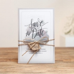 Romantic and rustic vellum save the date with twine and tag, craft paper lining invite STD016