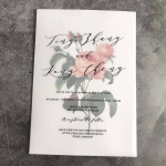 Modern simple rustic floral and vellum wedding invitations, minimalist wedding invitations WS265