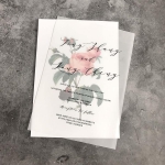 Modern simple rustic floral and vellum wedding invitations, minimalist wedding invitations WS265