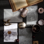 Minimalist white vellum wedding invitations, simple elegant wedding invites WS267