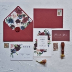 Burgundy and blush watercolor floral wedding invitations with rsvp cards WS269