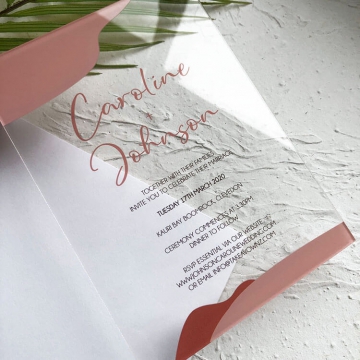 Simple elegant rust clear acrylic wedding invitations, custom wedding invitations WS275