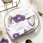 Purple watercolor romantic and rustic wedding invitations, simple invites WS283