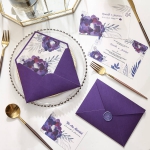 Purple watercolor romantic and rustic wedding invitations, simple invites WS283