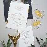 Minimalist deckle edge wedding invitation with foil WS296