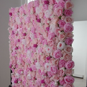 Pink Rose Blossom Fabric Rolling Up Curtain Flower Wall FW009
